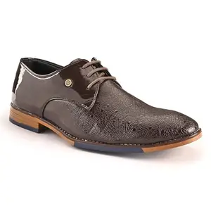 marching toes Patent Oxfords Textured Shoes for Men's Brown
