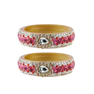 MAYA FASHION Cream stone Stud Acrylic-Brass Bangle Elegant Extra Large Size Bangle | Perfect Fit for Plus Size banglesTrendy and Comfortable Fit for woman and girls | (Sku-ban4610)