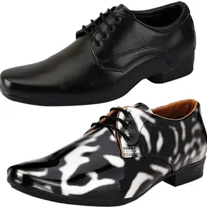 Vitoria Derby Shoes for Men | Shoes for Men with PU Sole | Comfortable & Lightweight |Durable & Trendy Design | Color : Multicolor | Size : 9 VTR_101BkSv_301Bk_LaceRnd_2S_9