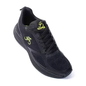 GO RIDE Sports Shoes, GR001 Sports Running Shoes for Men, Lightweight, Engineered for Speed and Stability, Sports Shoes (Black/Green, Size 6)