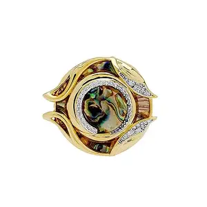 Shaze Royal Emblem Ring | Detailed ring | Made of Brass | mother of pearl and zirconias | Ring | Color - Gold