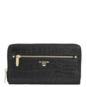 Da Milano Leather Zip Women Wallet - Black (1146F)