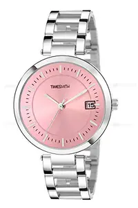 TIMESMITH Pink Dial Silver Stainless Steel Analog Watches for Women TSC-099 hel1