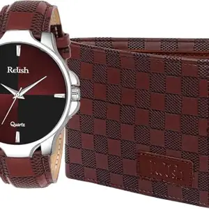 Watch & Wallet Combo (Brown) | Stylish Brown Leather Wallet & Analog Wrist Watch | Thoughtful Gift for Birthday, Anniversary & Festivals