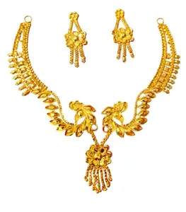Gold Plated Kundan Polki Necklace Set, Traditional Indian Jewellery