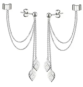 Via Mazzini No-Tarnish No-Fading Chains Medley Leaves Ear Cuff Earrings For Women And Girls (ER2069) 1 Pair