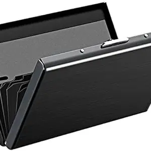 Stealodeal Black RFID Blocking Stainless Steel ATM/Credit/Debit 6 Slots for Men & Women Card Holder Case
