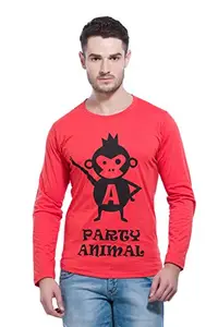 Alan Jones Clothing Alan Jones Men's Cotton Full Sleeves Printed T-Shirt (TH18-FS15-RED-XL_X-Large_Red)