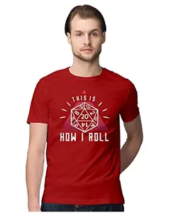 ALLEN BLACK Men's Regular Fit T-Shirt This is How I Roll - RPG Game Dice 100% Cotton T-Shirt Red_TIHIRRPMEN-Red 4XL Men Round_