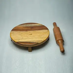ORMEE Wooden Roti Maker With Wooden Belan/Chakla 9.4 Cm Diameter With Belan (Chakla With Belan)