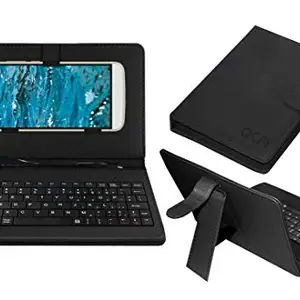 ACM Keyboard Case Compatible with Lyf Water 9 Mobile Flip Cover Stand Direct Plug & Play Device for Study & Gaming Black