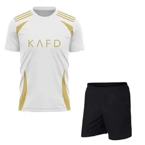 Al NASSR Football Team Half Sleeve White Third Ronaldo 7 Jersey 25/26 with Shorts (X-Large 42)