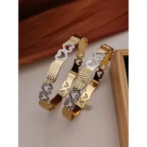 Gold Brass Feminine Graceful Bracelet/Bangles for Women | Non-Adjustable | Size 2.8 | 2 Pcs | rhmq4_B&B_2.8