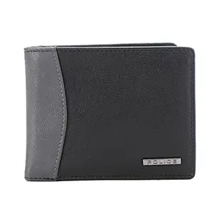 POLICE Men's Leather Bifold Coin Wallet - Black/Stone