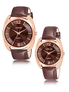 LOREM Brown Stylish Dial Analog Watch for Lovely Couple LR77-LR324