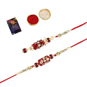 Bhaiya Bhabhi Rakhi Designer with Roli Chawal And Greeting Card -243