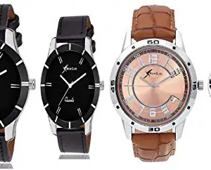 Rich Club Analogue Men & Women's Watch (Black & Brown Dial Brown & Black Colored Strap) (Pack of 4)