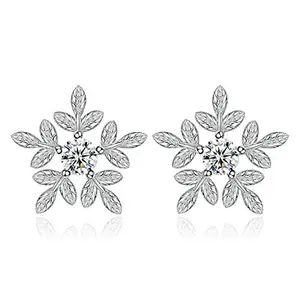 STYLISH TEENS dc jewels Cute Flower Zircon Sterling Silver Plated Earrings For Women & Girls
