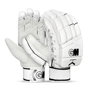 GM ICON Original L.E Lightweight Cricket Batting Gloves with English Pittard Leather Palm for Men Left Handed | Ergonomically Designed | Highest Protection | Utmost Comfort | Colour : White/Black