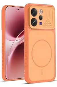 Mr. Case Back Cover for Vivo V70 5G | Ring Design Protective Case with Camera Cut Protection | Anti Slip Grip | Shockproof Mobile Cover - Orange