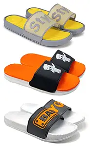 Axter Multicolor Men's Casual Stylish Slides Slippers 10 UK (Set of 3 Pair) (3)-1703-1704-1720