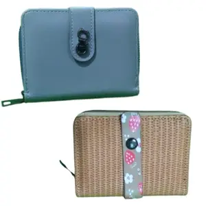 Women’s Leather Wallet ǀ Easy to Hold in Hand ǀ Compact 5 Card Slot ǀ Coin Pocket with Smooth Zip ǀ Long Currency Compartment with Button Closure ǀ Elegant Pattern ǀ RFID Protection