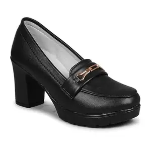 Commander shoes High Heel Pull On Belly Shoe for Women and Girl (854 Black 3UK)