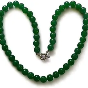 Beautiful 8mm Green Jade Necklace, Natural Green Round Beads, 18 Inch, Statement Necklace for Girls and Women