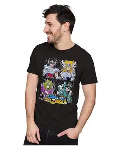 ALLEN BLACK Men's & Women's Regular Fit T-Shirt Saint Seiya Artwork 100% Cotton Unise T-Shirt Black_CABALE27-Black 2XL Men Round_