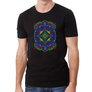 hippie shippie.com HippieShippie Unisex Cotton Regular Fit Half Slevees Starry Night Graphic Printed Casual T-Shirt with Cool and Funky Design for Parties, Gym, Sports, Travelling (SN_4XL_Black)