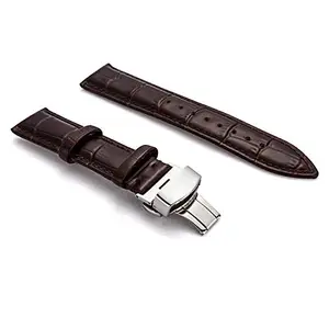Ewatchaccessories 22mm Genuine Leather Watch Band Strap Fits PIGUET Brown Silver Deployment Buckle