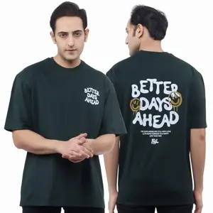 Better Days Ahead Oversized T-Shirt, Cotton Blend, Front and Back Graphic Print Green