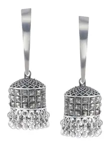 PRIVIU Studio Silver Plated Oxidised Dome Shaped Jhumkas for Women & Girls