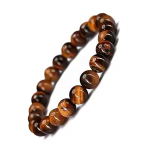 Nayra crafts Natural Tiger's Eye Stone Beaded Bracelet, 8mm Brown Gemstone Beads, Elastic Stretch Band, 24 Beads