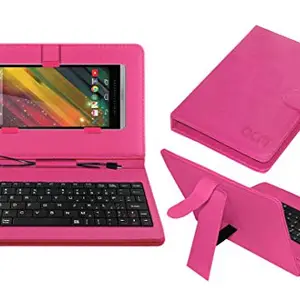 ACM Keyboard Case Compatible with Hp Slate 6 Voicetab 2 Mobile Flip Cover Stand Direct Plug & Play Device for Study & Gaming Pink