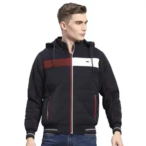 Monte Carlo Mens Navy Blue Solid Full Sleeve Hooded Neck Casual Jacket (223061798-2-46)