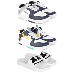 Men's Stylish Casual Shoes | Comfortable & Trendy Daily WearPremium Casual Shoes for MenGR-(3-Combo)-1075-1074-3030-10 Multicolor