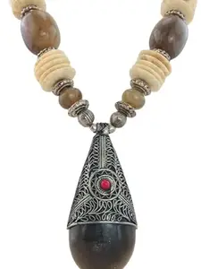 THE OPAL FACTORY Antique Silver Oxidised Tribal Tibetan Bohemian Jewellery Tibetan Necklace for Women and Girls