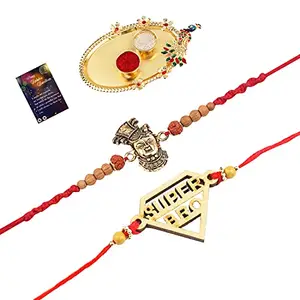 Fashion Charm Bhaiya Rakhi " SUPER HERO" Designer Pendent Rakhi Combo For Bhaiya With Roli Chawal And Greeting Card 1 Kankawati Pooja Thali -1250