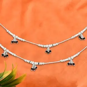 Indian Traditional Ethnic Golden Silver Plated Pair of Payal Anklet Foot Jewellery for Womens and Girls