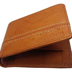Gargi Men's Leather Formal Regular Wallet ( Tan ), 3 Card Slot