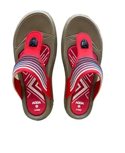 ADDA (LABEL) ADDA VENUS-1 || Durable & Comfortable || EVA Sole || Lightweight || Fashionable || Super Soft || Outdoor Slipper || Slippers & Flip Flops for Women's.. (BEIGE/RED, 4)