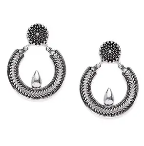 AccessHer traditional jewellery Oxidized Silver Chandbali Earrings for women and girls pair of 1 | Navratri Jewellery |