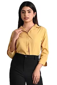 The Trending Company Women's Regular Fit Spread Collar Casual Solid Shirt