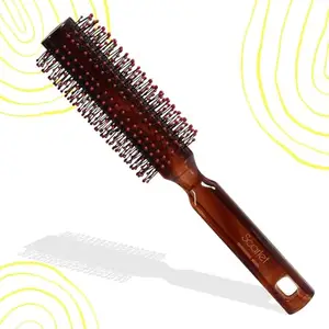 Scarlet Line Professional Round Hair Brush for Men n Women with Plastic Handle, Soft Ball Tip Nylon Bristles Round Brush for Hair Styling, Shell