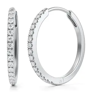 Crown Jewels CJ 925 Sterling Silver Zircon Hoop Earrings |Gifts for Girlfriend, Gift Women & Girls| With Certificate of Authenticity and 925 Stamp