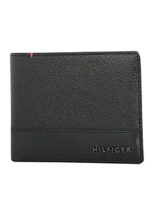 Tommy Hilfiger Aurelio Leather Passcase Wallet for Men - Black, 12 Card Slots
