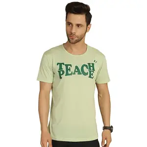 Mack Jonney VIMAL JONNEY Printed Green Round Neck Cotton Half Sleeves Tshirt for Men