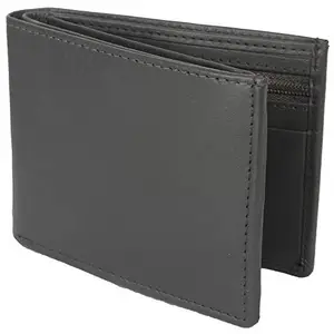 Vihaan Men Grey Original Leather Wallet 8 Card Slot 2 Note Compartment