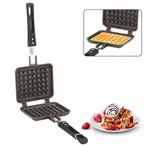 Orange Aluminium Non Stick Heavy Thickness Toast Sandwich Maker With Cool Touch Handle Free Nylon Tongs And Scrubber|Jumbo Bread Non-Electric Sandwich Maker |Black (Waffle Maker) - 1000 Watts price in India.